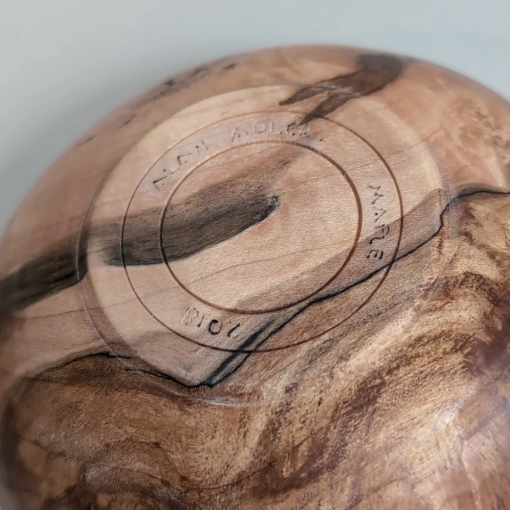 Alan Adler maple bowl (2018) fine art craft piece 6" Diameter - Picture 6 of 9